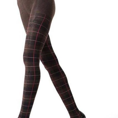 MeMoi Women's Glasgow Plaid Cotton Tights - Brown Size 3x-4x